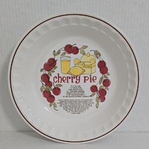 Vintage Hankook Cherry Pie Recipe Plate with Red and Yellow Design